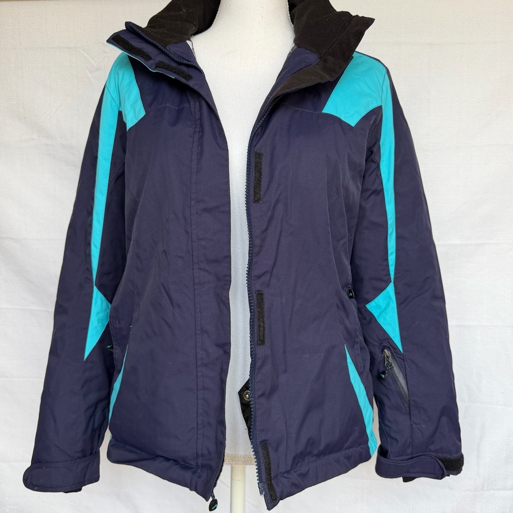 Womens Winter Ski Snowboard Coat Blue Turquoise Hooded Size Small